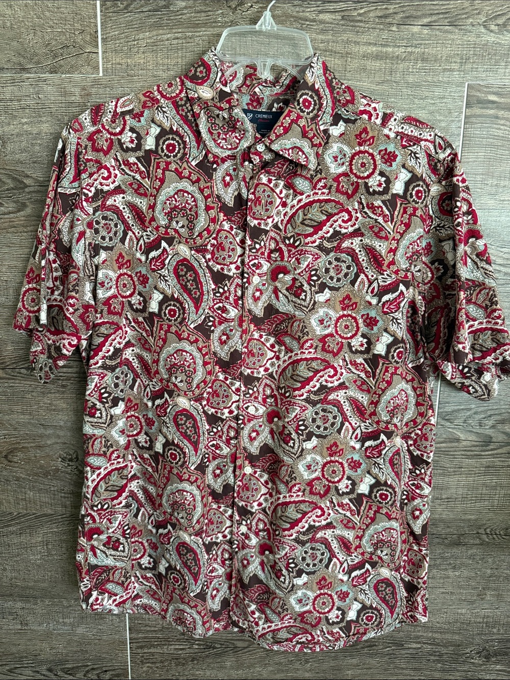 Daniel Cremieux Red and Brown Paisley Short-Sleeve Button-Down Shirt